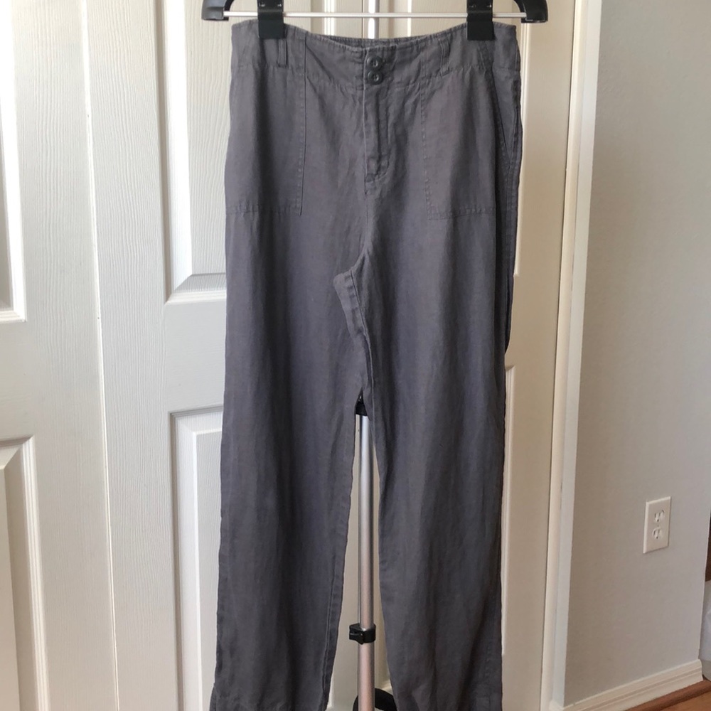 Tahari Linen Gray Pants Sz 8